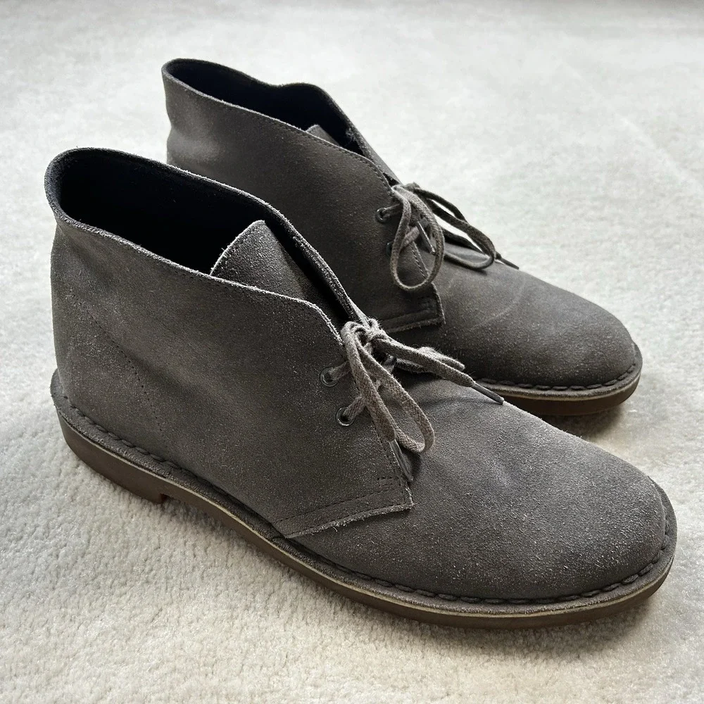 Clarks Bushacre 3 Chukka Boots Suede Leather Mens 9 Gray